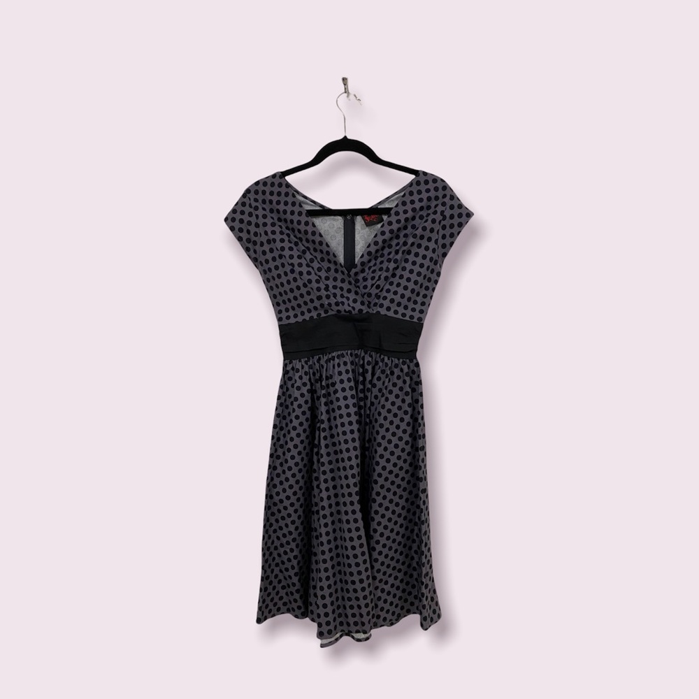 Pretty Black and Gray Polka Dot Dress